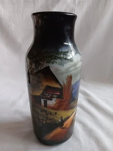 Schramberg große antike Vase Nachthimmel Schwarzwaldhaus handgemalt - Picture 1 of 13