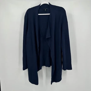 Eileen Fisher Damen Strickjacke marine XL Seide Bio Baumwolle minimalistisch vorne offen - Bild 1 von 7