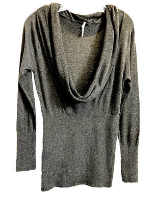 Turtleneck Knit Gray Shawl Neck Pullover Lite Sweater Size M by nine/eight -NWOT - Image 1 of 4