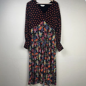 Boden Kleid Damen Größe UK 18R Schwarz Blumen Blousonärmel Maxi Tee Ditsy - Bild 1 von 18