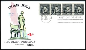 1966 Abraham Lincoln 4c Sc 1303 coil FDC with Fluegel cachet Springfield IL UA - Picture 1 of 1