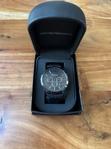 Cronografo Uomo Emporio Armani - Bracciale in Pelle Nero - con Scatola Originale - Foto 1 di 5
