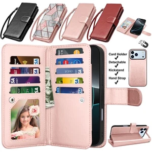 Für iPhone 17 Pro Max/17/17 Pro/17 Air Wallet Leder Handy Hülle Ständer TPU Cover - Bild 1 von 38