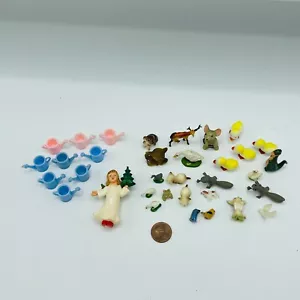 Vintage Ceramic & Plastic Cake Decorations Angel Ducks Watering Cans - Picture 1 of 11