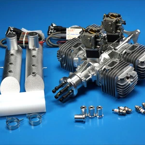 Motor de gasolina DLE 222CC cuatro cilindros escape lateral dos tiempos con CDI y silenciador - Imagen 1 de 8