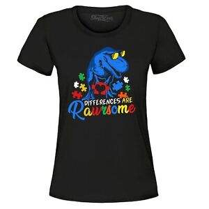 Differences are Rawrsome Autism Awareness T-shirt femme autisme chemises