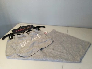DEREK HEART Grey Top / Long Skirt Pajama Set. “Blessed”. Size Small. NEW. - Picture 1 of 8