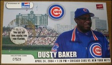 4/24/2004 Dusty Baker Chicago Cubs Wrigley Field Collector's Card 5"x3" SGA