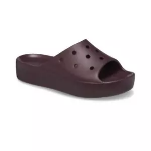 Crocs Women's Platform Slide Sandals Size 11 Dark Cherry Slip On Open Toe NEW - Picture 1 of 11