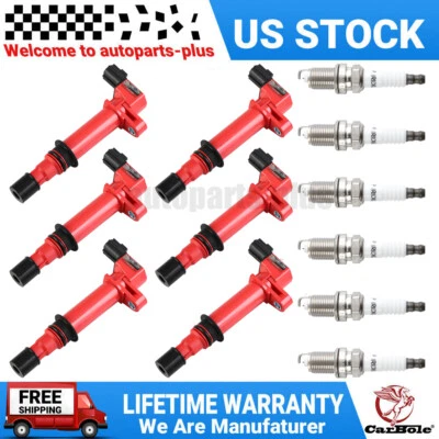 Paquete de 6 bujías y bobinas de encendido para Mitsubishi Raider 2006-2008 3,7 L UF270 Foto 1 de 4