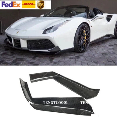 Borde divisor de esquina de parachoques delantero de fibra de carbono real para Ferrari 488 GTB Spider Foto 1 de 3