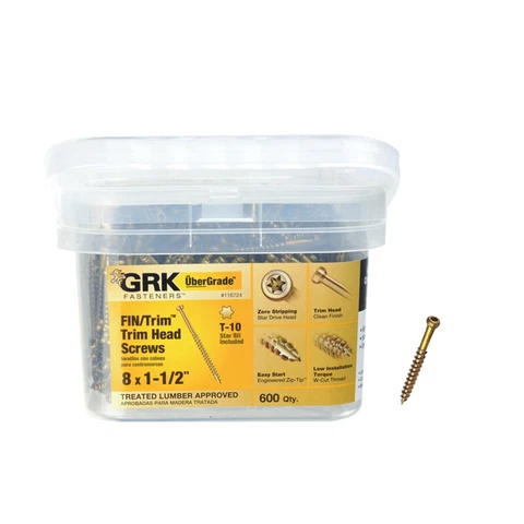 GRK Fasteners 116724 Steel Star Drive Trim Head Wood Deck Screw #8 x 1-1/2 L in Cover