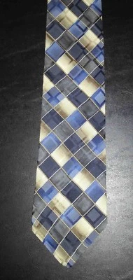 Structure Tie Silk Geometric Diamond Design Blue Tan Charcoal NIB t4046 - Image 1 of 4