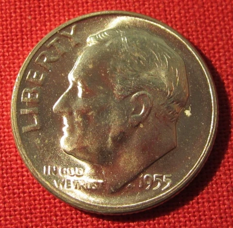 1955 S Roosevelt Dime - 90% Silver - Uncirculated Cover