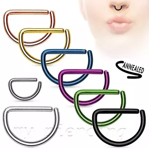 1 Stk. D-Form Chirurgenstahl nahtlos biegbar Hoop Ohren Knorpel Labret Septum - Bild 1 von 10
