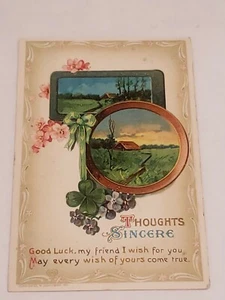 Antica cartolina poetica del giorno di San Patrizio. Romantiche scene di campagna d'Irlanda. - Foto 1 di 5