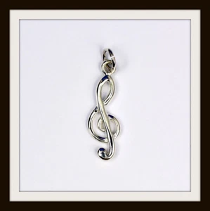 STERLINGSILBER MUSIKSCHLÜSSEL ANHÄNGER ~ KOSTENLOSER & SCHNELLER VERSAND - Bild 1 von 1