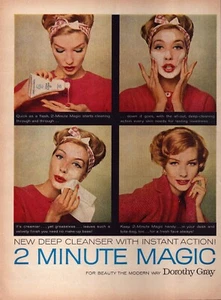 Pubblicità stampa detergente magico 2 minuti Dorothy Gray 1958 più cremosa ma senza grasso - Foto 1 di 1