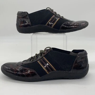 Ros Hommerson Oxford Shoes Flat Lace Up Nancy 8.5 M Brown Patent Croc Sneakers - Image 1 of 4