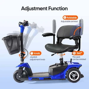 3 Wheels Mobility Scooter Electric Powered Mobile Folding Wheelchair Device - Picture 1 of 20