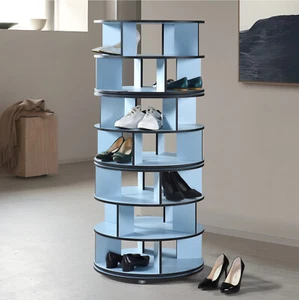Kings Brand Furniture - Scarpiera Susan pigra girevole a 7 livelli, blu - Foto 1 di 6