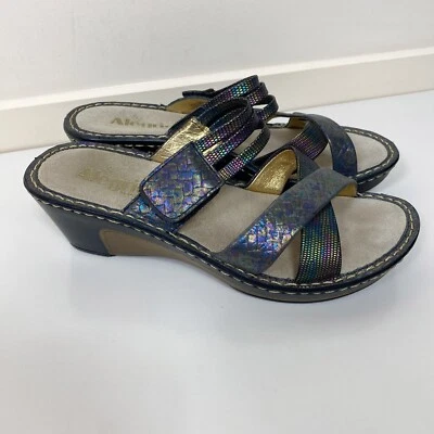 Alegria Sandals Size 39 Leather Wedge Slip On Comfort Multicoloured Leila Brady - image 1 of 4