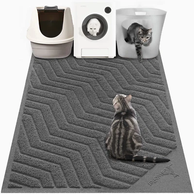 WEPET 47 X 36 Cat Litter Mat Jumbo Kitty Trapping Mess Box Pad Waterproof Gray
