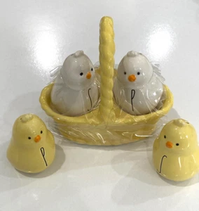 Rae Dunn Easter Basket Yellow Chicks Salt and Pepper Shakers w/extra Shakers - Picture 1 of 6