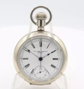 Antiguo reloj de bolsillo New York Standard Watch Co cronógrafo años 18 164 Silverode - Imagen 1 de 5