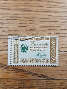 US Stamp "Fear to Do Ill" 4c Used - Picture 1 of 2