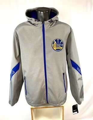 GOLDEN STATE WARRIORS Hooded Jacket GRAY w REFLECTIVE WARRIIORS Logos S M L 2X - Image 1 of 4