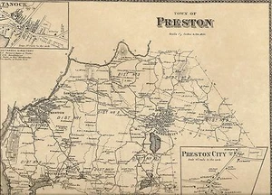 Preston Poquetanuck Shewville CT 1868 Karten mit abgebildeten Namen der Hausbesitzer - Bild 1 von 3