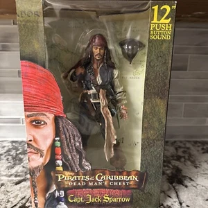 RARE Disney Pirates of the Caribbean 12" Capt Jack Sparrow Push Button Sound New - Picture 1 of 7