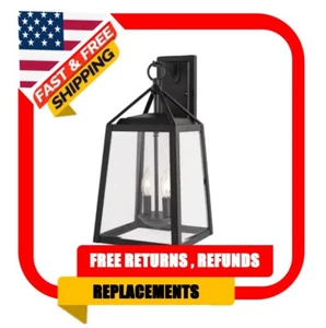 Blakeley Transitional 2-Light Black Outdoor Wall Lantern with Beveled Glass - Picture 1 of 8