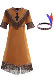 Native American Indian Squaw Costume Dress 9-10 yrs NWT Fast Shipping USA - Picture 1 of 4