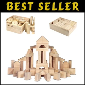 STEM Educational Building Blocks for Toddlers - 64 Pcs Wooden Play Set with Tray - Picture 1 of 9
