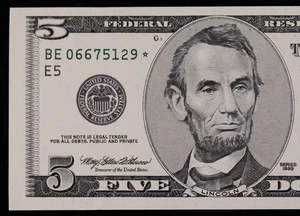 $5 1999 GEM CU Star Federal Reserve Note BE06675129* LOW 320K Print, Richmond E5 - Picture 1 of 3