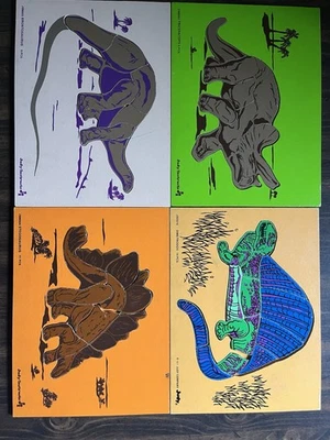 Judy Instructo 4 Dinosaur Wooden Puzzles Brontosaurus Trachodon Dimetrodon - Image 1 of 3