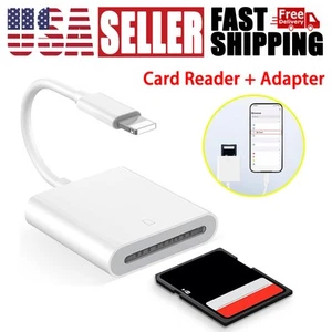 For iPad iPhone 6 6S 7 8 X Xs 11 12 13 14 Pro Max SD Card Adapter Camera Reader - Afbeelding 1 van 9