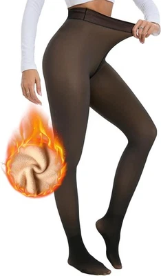 Medias térmicas forradas de vellón falsas translúcidas cálidas para mujer Foto 1 de 4