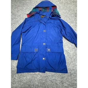 Eddie Bauer Expedition Outfitter Blue Plaid Wool Lined Hooded Jacket Size S - Picture 1 of 6