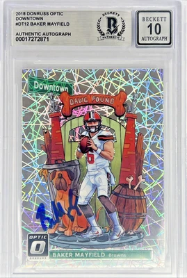 🔥 BAKER MAYFIELD 2018 PANINI OPTIC DOWNTOWN ROOKIE RC GEM 10 💎 AUTO! 🤪1/1? 🔥 - Image 1 of 2