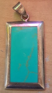 SEHR SCHÖN!  RECHTECKIGER TÜRKIS 925 SILBER BARREN ANHÄNGER - Bild 1 von 4