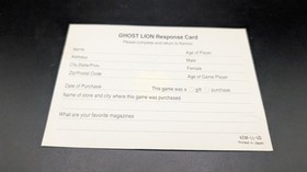 Ghost Lion Nintendo NES Nintendo Registration Card Only