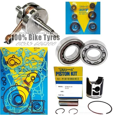 KTM85 KTM 85 SX 2013 - 2017 Kit Ricostruzione Motore Mitaka Guarnizioni Pistone Pedivella (D)