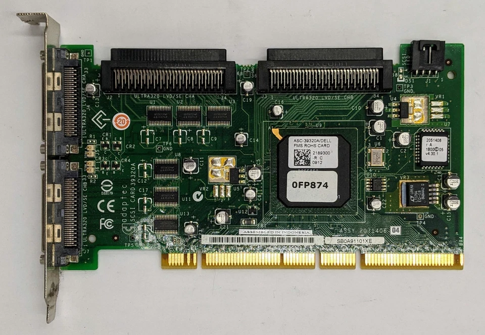 Dell PCI-X Ultra320 Dual Channel SCSI Network RAID Controller Card- FP874 - Image 1 of 1