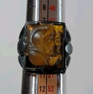 Vintage Tigerauge Kamee Siegelring / Größe 5 - Bild 1 von 9