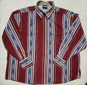 Vintage Wrangler Aztec Western Pearl Snap Shirt Men 3XL* Southwest Beige Rust - Picture 1 of 5