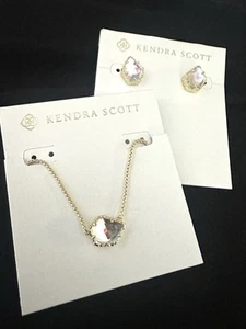 Kendra Scott Necklace Earrings Set Dichroic Glass/ Gold - Picture 1 of 4