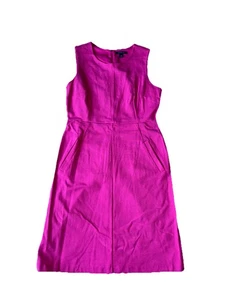 Lands’ End Damen Größe 8 Kleid Hot Pink Ärmellos Baumwollmischung Taschen - Bild 1 von 8
